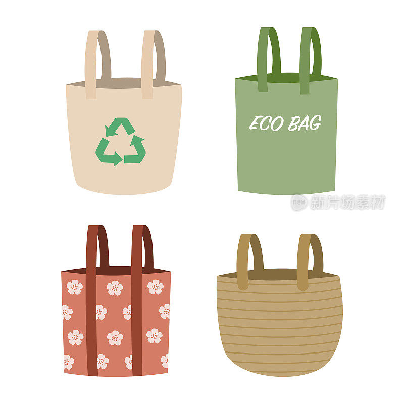 可重复使用的购物袋。环保手提袋。