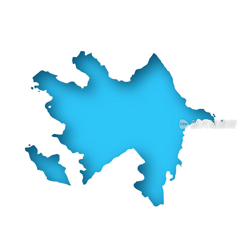 阿塞拜疆地图-白纸，蓝色背景