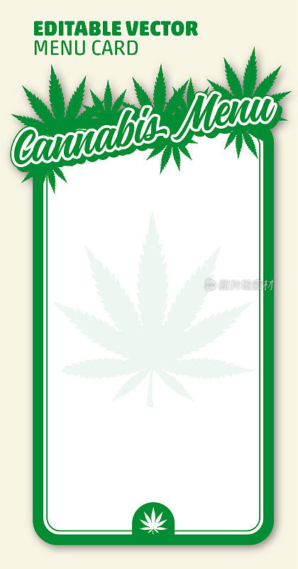 大麻菜单卡矢量模板