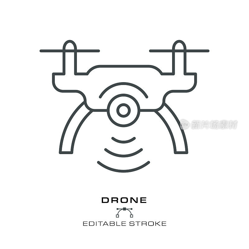 无人机图标-可编辑的笔触