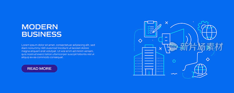 现代商业相关的线条风格横幅设计网页，标题，宣传册，年度报告和书籍封面