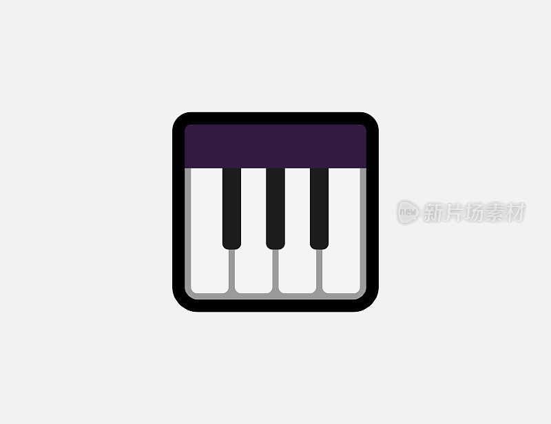 音乐键盘矢量图标。钢琴键盘孤立插图，符号