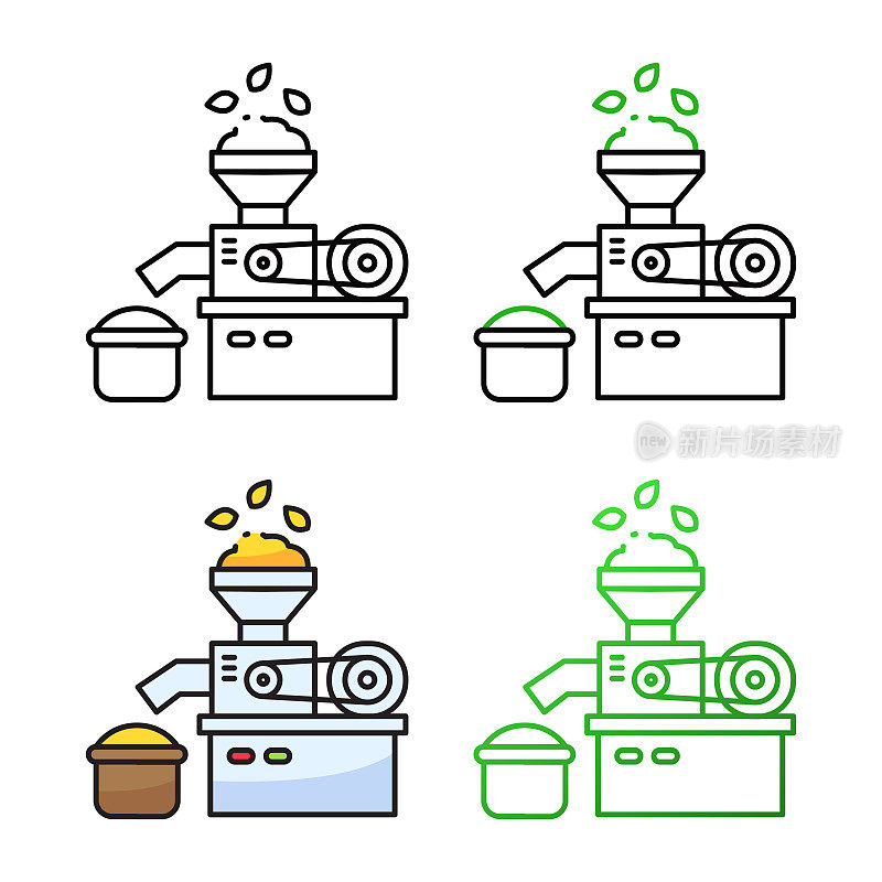 小麦磨粉机的图标设计有四种不同的颜色