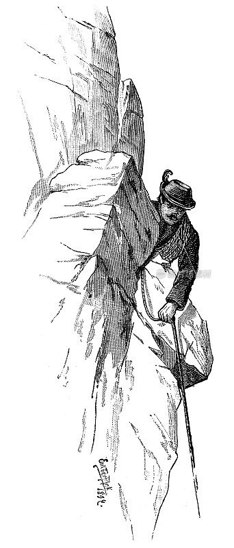 登山，一名男子爬上陡峭的城墙，克罗达达湖