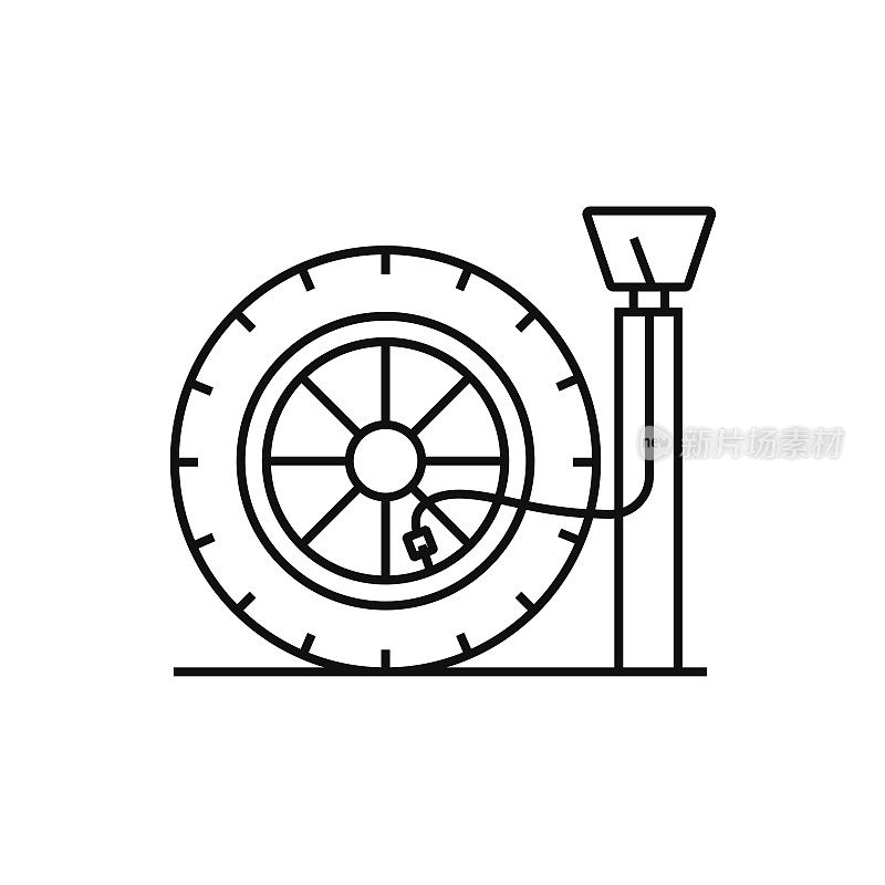 轮胎压力线图标矢量插图。图标设计的标志，移动应用程序，网站，用户界面，用户体验，标志，符号。