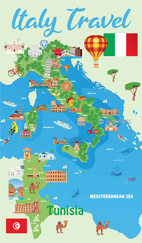 意大利和突尼斯地图