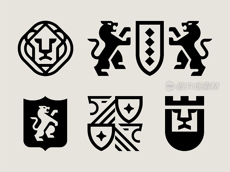中世纪现代纹章狮子图标