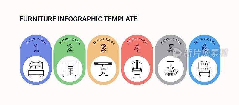 家具相关矢量信息图设计概念。