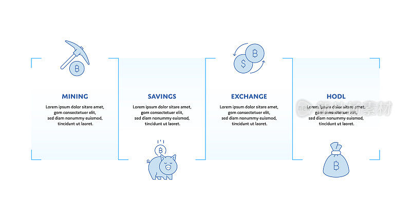 比特币投资概念信息图表设计与可编辑的笔画填充线图标