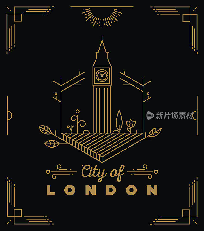 伦敦城市字母向量设计模板