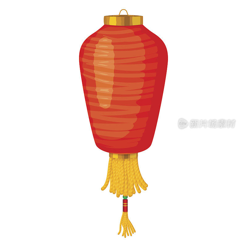 红色的中国纸灯笼图标在卡通风格