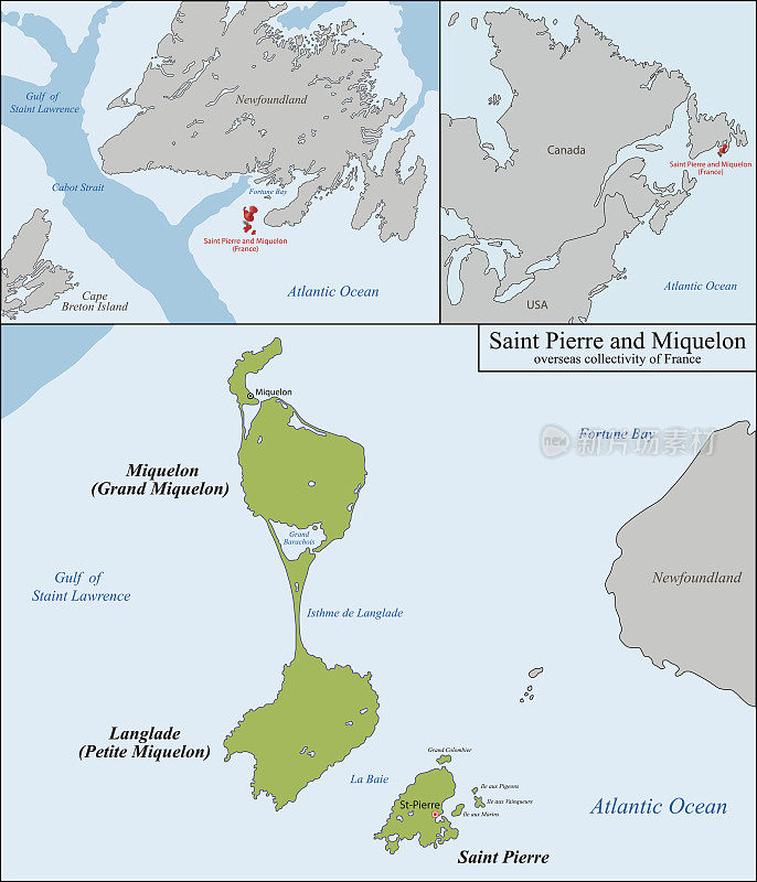 圣皮埃尔和密克隆地图