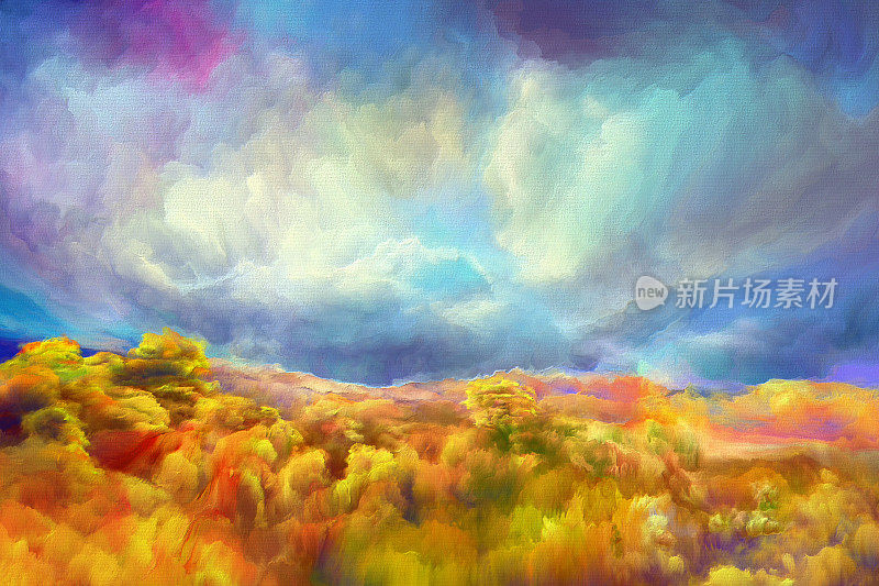 油画中神奇的秋天风景