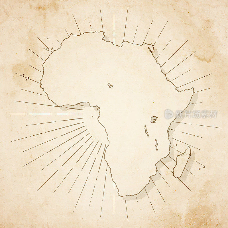 复古风格的非洲地图-旧的纹理纸
