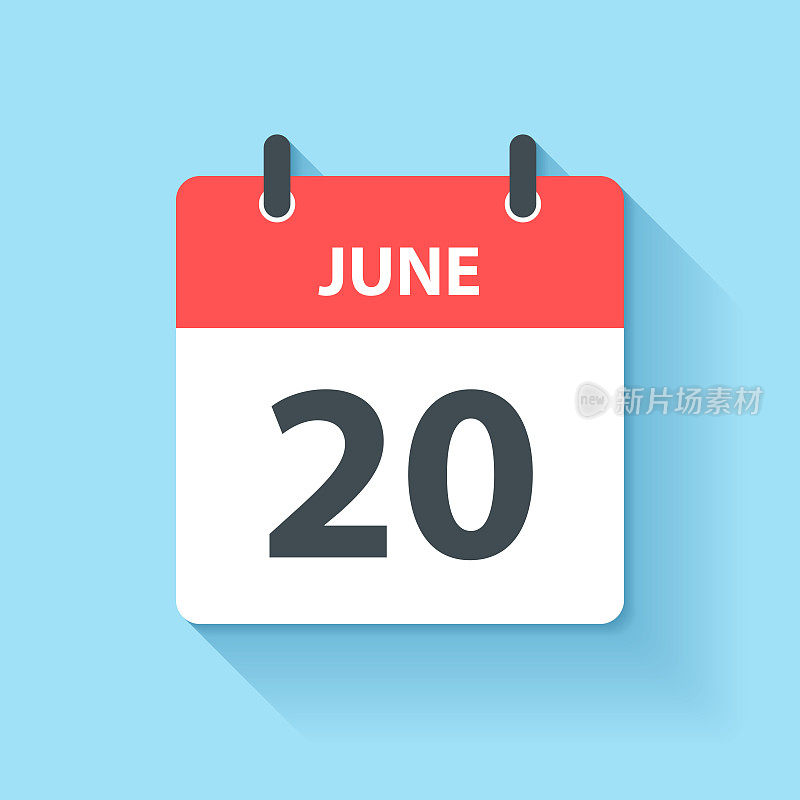 6月20日-日日历图标在平面设计风格