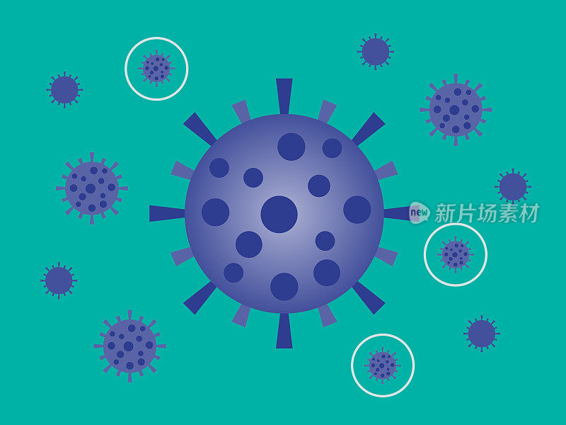 冠状病毒细胞载体插图的特写