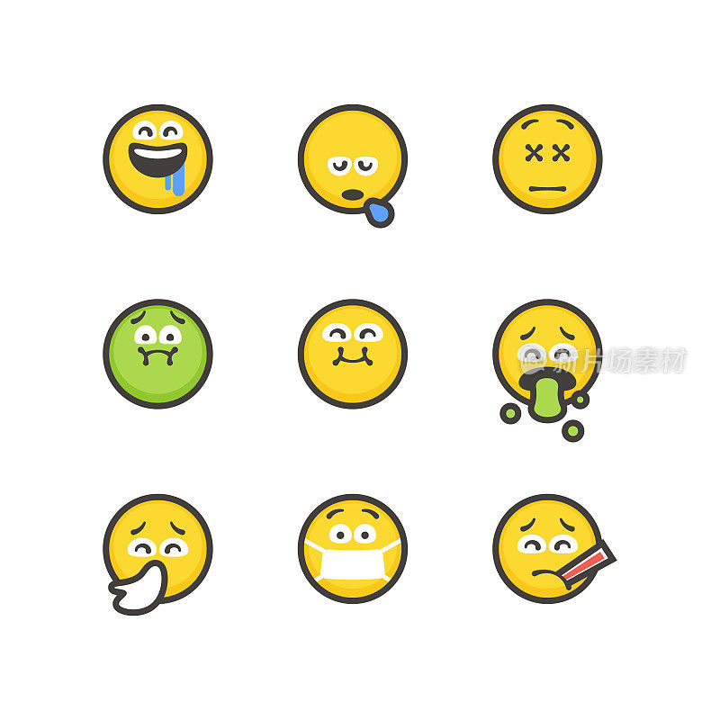 emoticon设置平面设计轮廓线