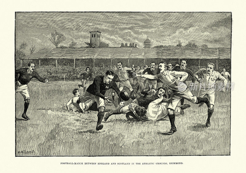 英格兰和苏格兰之间的橄榄球比赛，里士满运动场，1891年