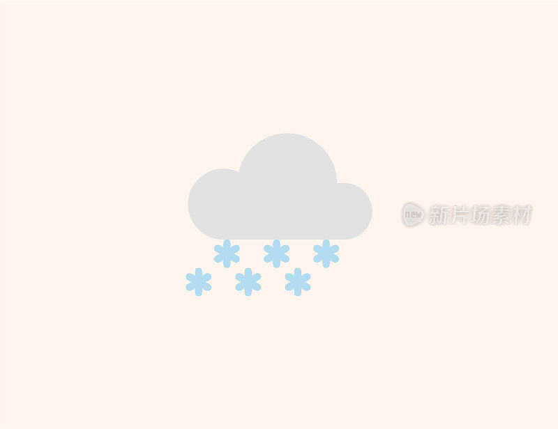 云与雪矢量图标。雪下降。孤立的下雪天气条件平坦彩色符号-向量