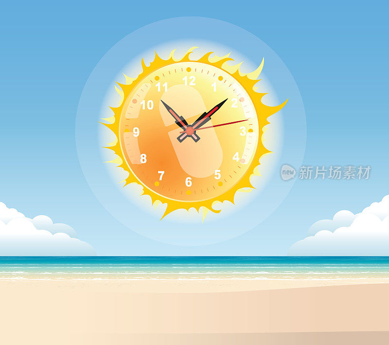 海滩和太阳时钟