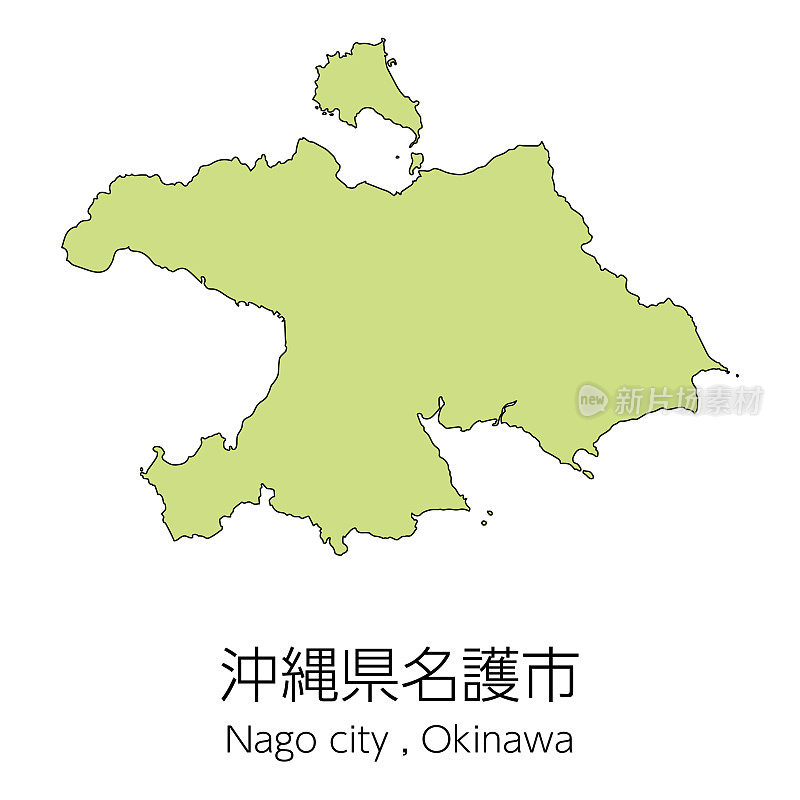 日本冲绳县名护市地图。翻译:冲绳县名护市。