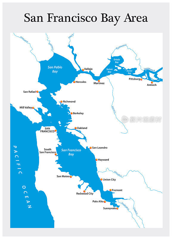 加州旧金山湾区的小地图