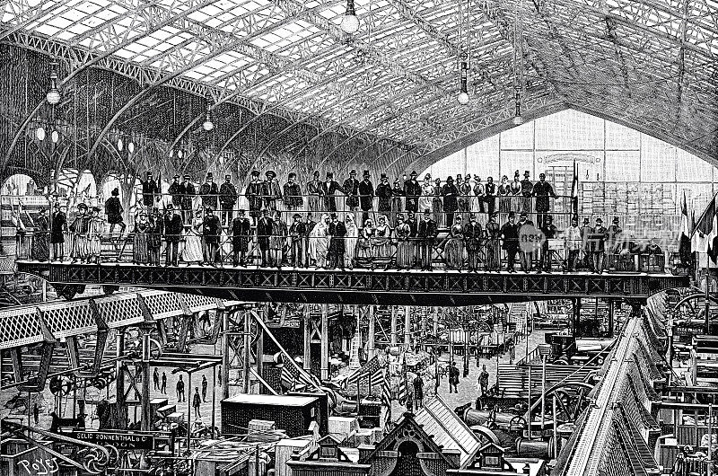 1889年巴黎世界博览会:电动高架起重机展厅