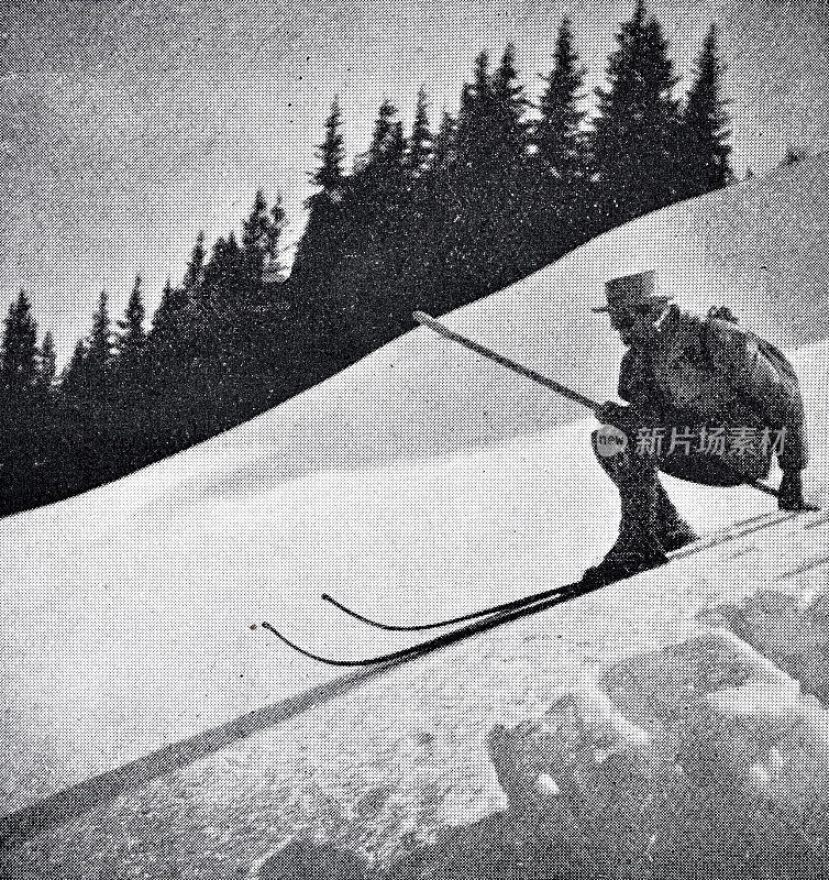 滑雪训练，滑行-陡坡