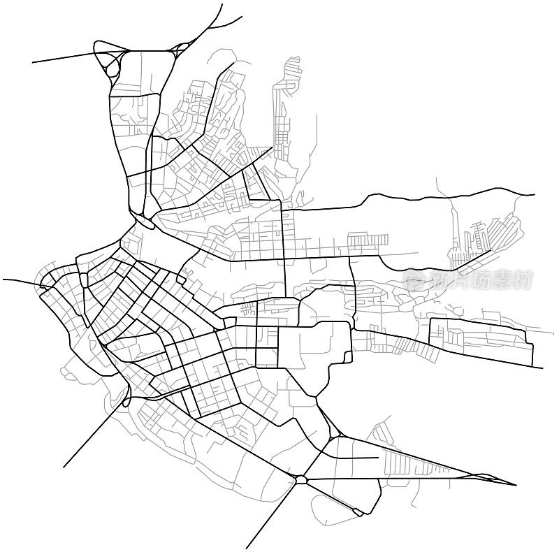 伊尔库茨克城市地图。道路线状图。计划中的城镇街道。城市环境、建筑背景。向量