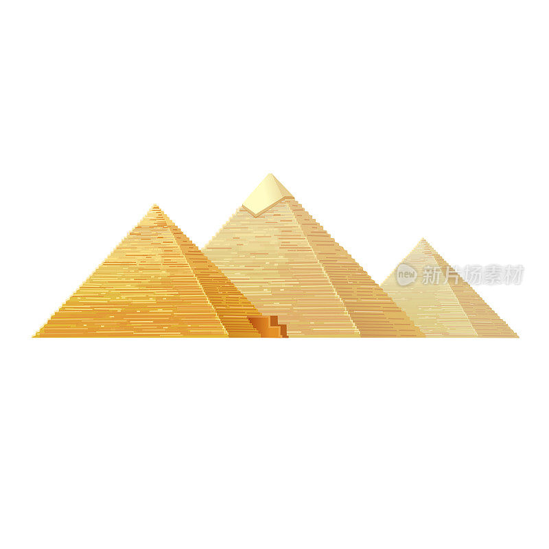 埃及金字塔。白色背景上的吉萨金字塔。