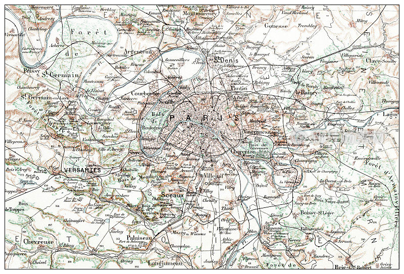 法国巴黎古董地图