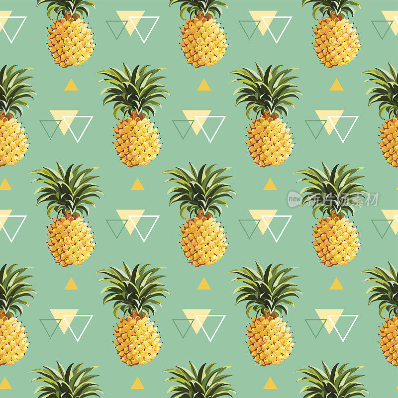 几何菠萝背景-无缝图案