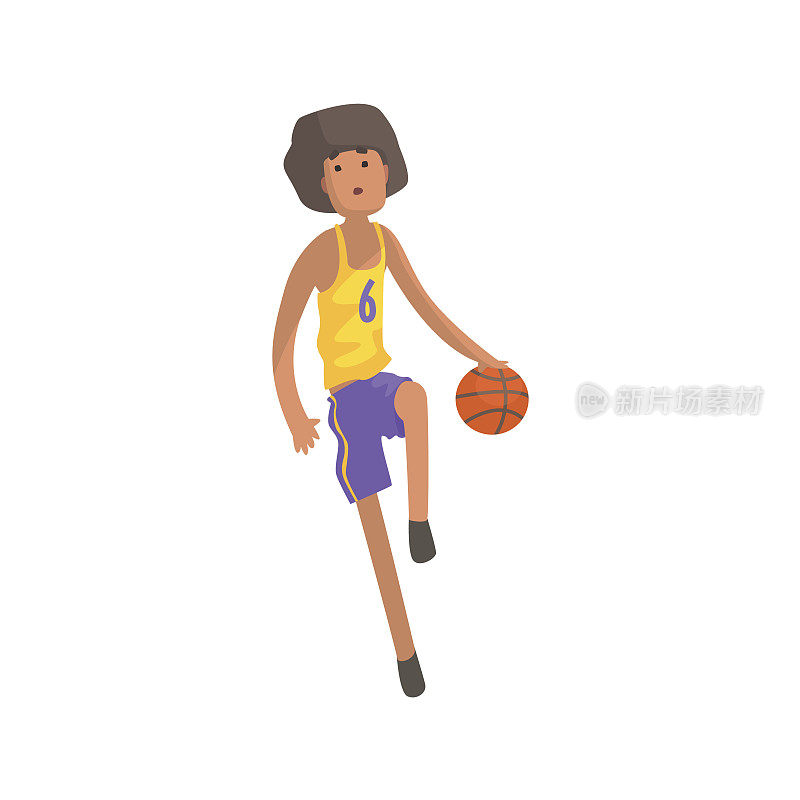 篮球运动员跑步与球的行动贴纸