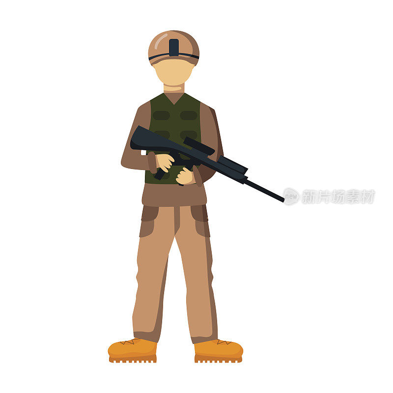 军事人物武器符号装甲人剪影部队设计和美国战斗机弹药海军伪装符号矢量插图