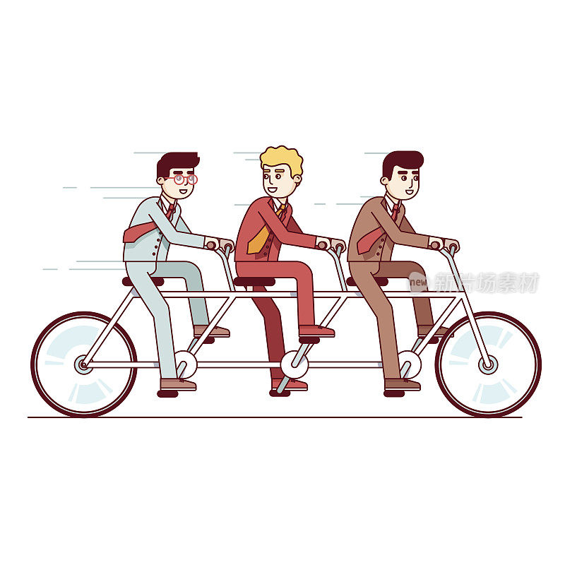商业人士团队骑双人自行车