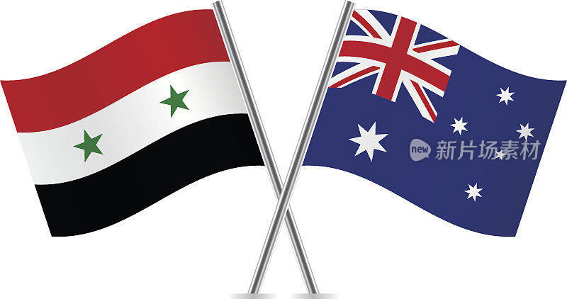 叙利亚和澳大利亚国旗。向量。