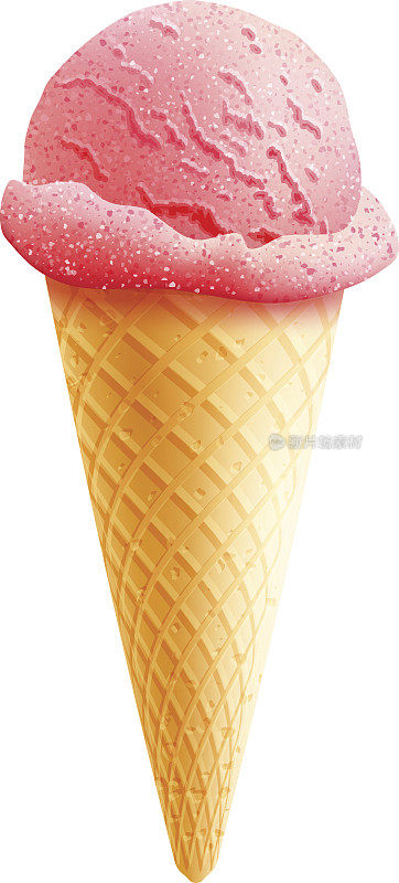 矢量现实3D冰淇淋甜点威化筒