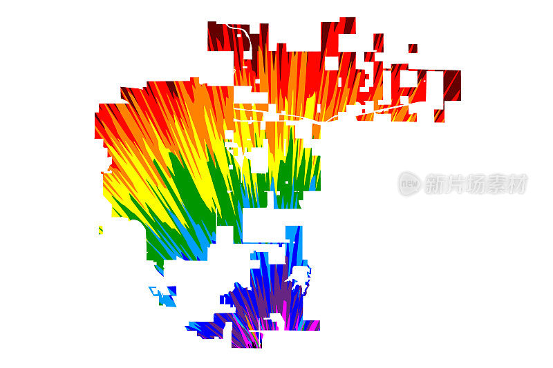 奥罗拉城(美国，美国，美国，美国，美国城市，美国城市)-地图设计彩虹抽象多彩的图案，奥罗拉城地图制作彩色爆炸，