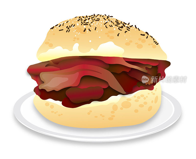 水牛城风格的牛肉硬Weck卷或热烤牛肉三明治