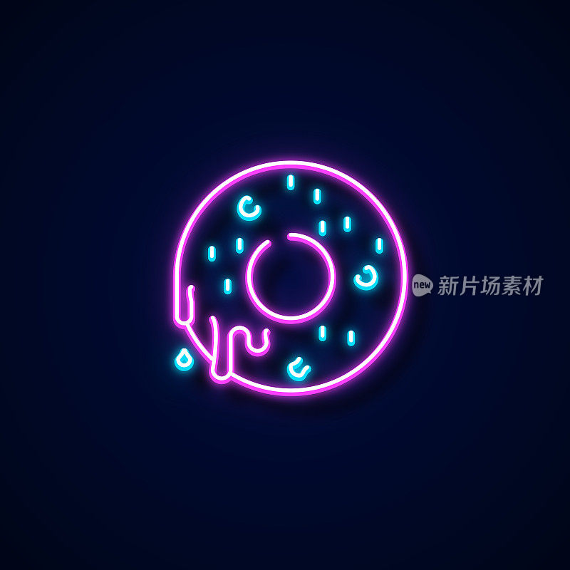 甜甜圈图标霓虹风格，设计元素
