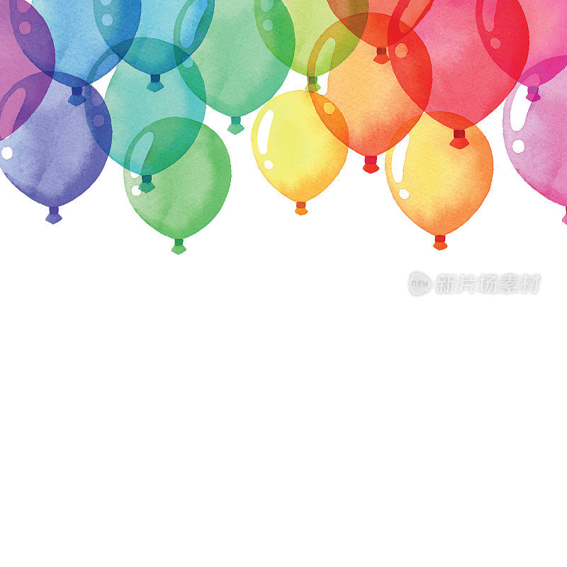 水彩背景彩色气球
