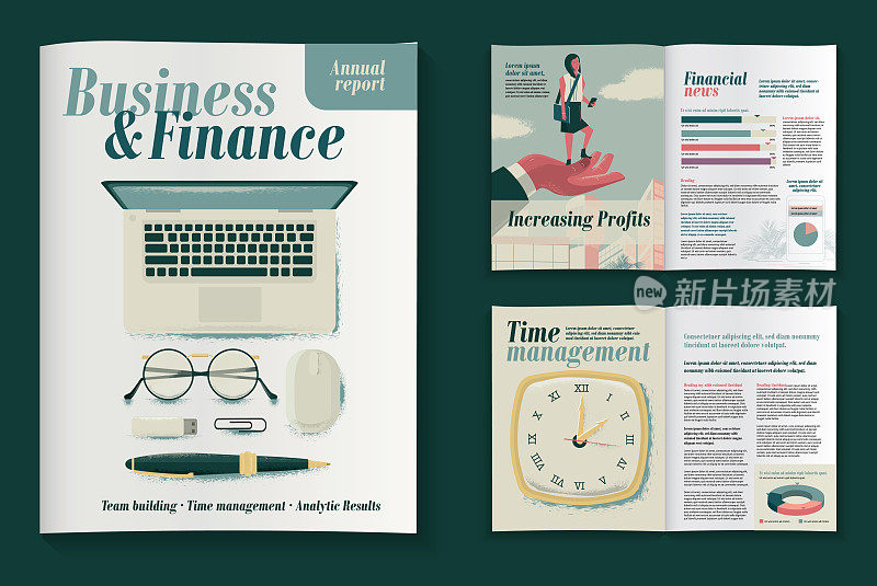 商业和金融杂志或传单设计模板布局