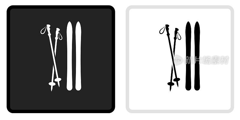 滑雪设备图标上的黑色按钮与白色翻转
