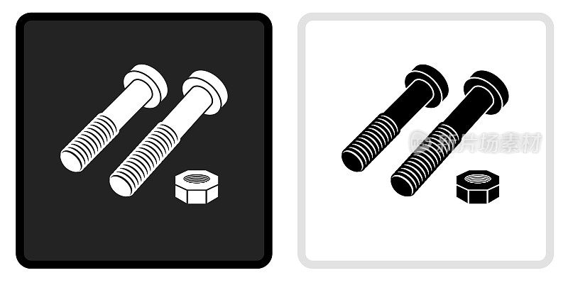 螺母和螺栓图标上的黑色按钮与白色滚动