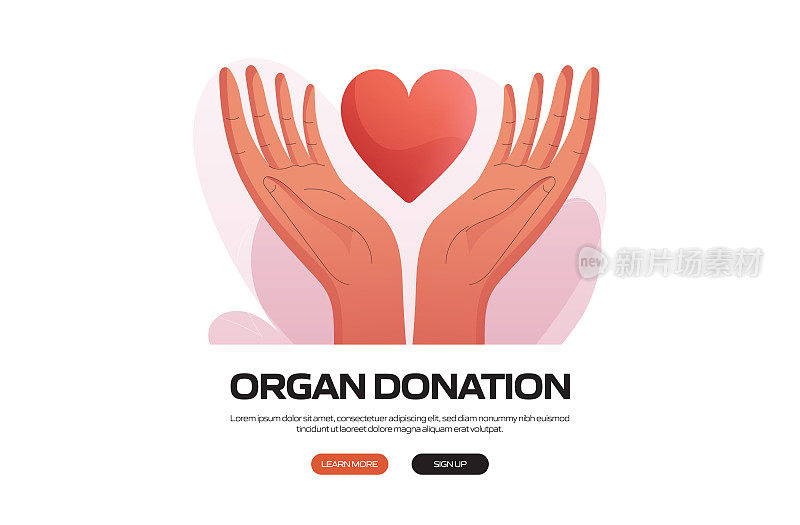 器官捐献概念矢量插图网站横幅，广告和营销材料，在线广告，商业展示等。