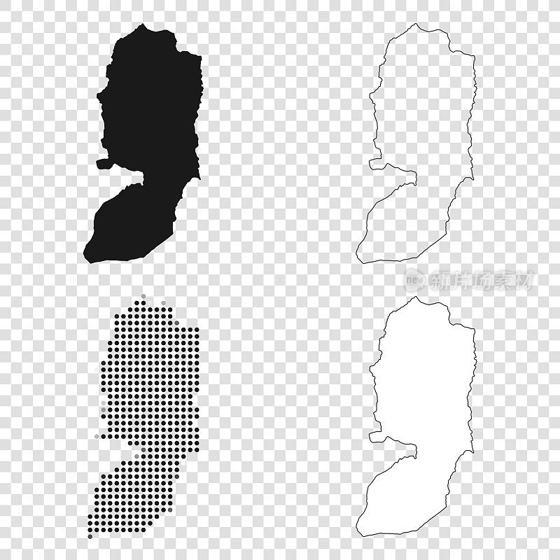 西岸地图设计-黑色，轮廓，马赛克和白色