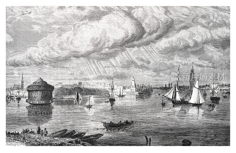 1861年纽约的港口入口