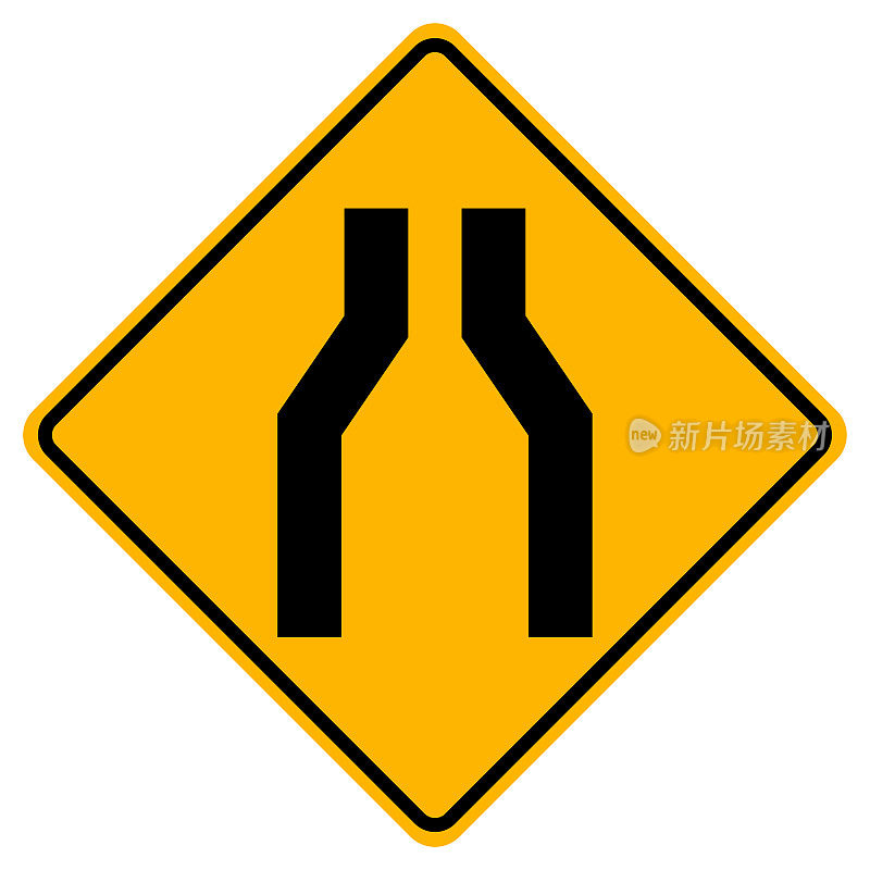 缩小道路交通标志标志孤立在白色背景，矢量插图