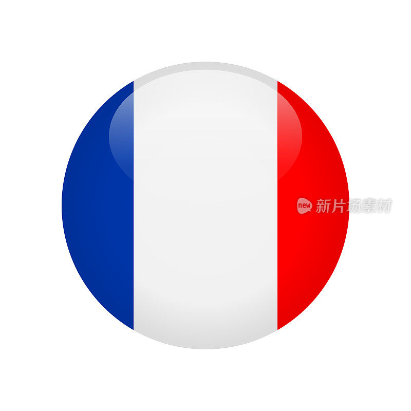 法国-旗帜图标矢量插图-圆形