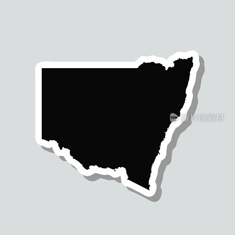 新南威尔士州地图贴纸上的灰色背景
